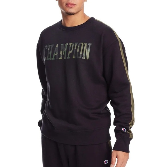CHAMPION mens army and black sweater crewneck - Picture 1 of 8